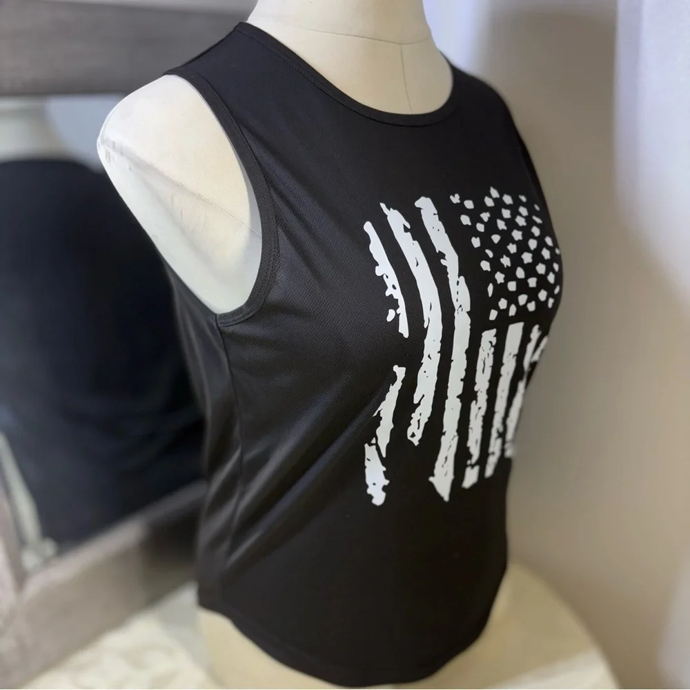 Black Muscle Tee with Graphic Design